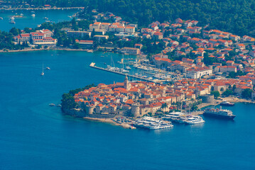 Fototapeta premium Aerial view of Korcula town in Croatia