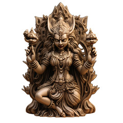 Fototapeta na wymiar illustration of Goddess Durga miniature, Isolated on transparent PNG background, Generative ai