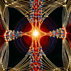 A digital illustration merging quantum energy and spirituality.