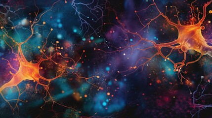 Microscopic Wonders Nerve Cells - obrazy, fototapety, plakaty