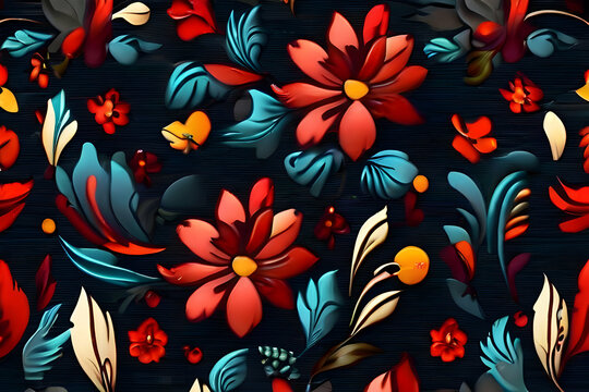 seamless pattern with flowers. wallpaper, nature, illustration, art, decoration, flowers, texture, plant, Ai generated 