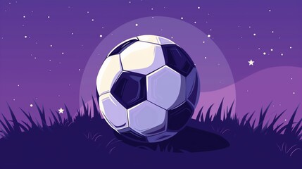 Illustration of soccer ball on purple background.