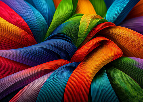 background of ribbons a big rainbow bow a big colorful bow photography close up hyper detailed