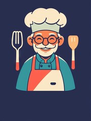 colorful chef flat illustration icon