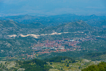 Aerial view of Cetinje in Montenegro