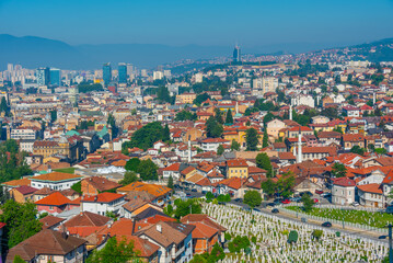 Fototapeta premium Sarajevo viewed from the Yellow fortress, Bosnia and Herzegovina