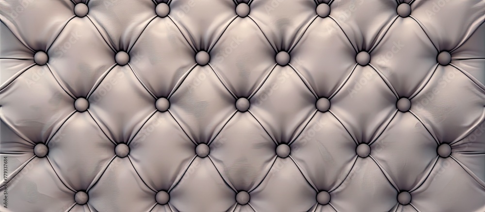 Poster a macro photograph of a tufted leather wall with button details, showcasing symmetry and pattern in 