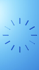 Obraz premium 青背景に時計のように並んだ立方体のガラス。俯瞰。3D（縦長）