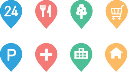 地図に使えるピンのアイコン素材