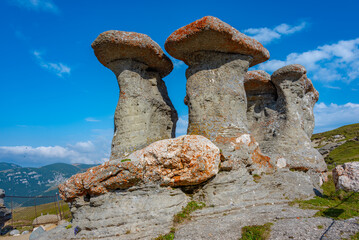 Bucegi sphinx in Bucegi mountains in Romania