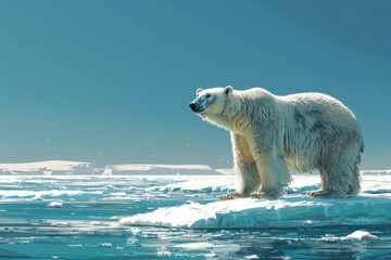 A polar bear standing on a melting ice floe
