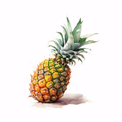 Single pineapple. watercolor.