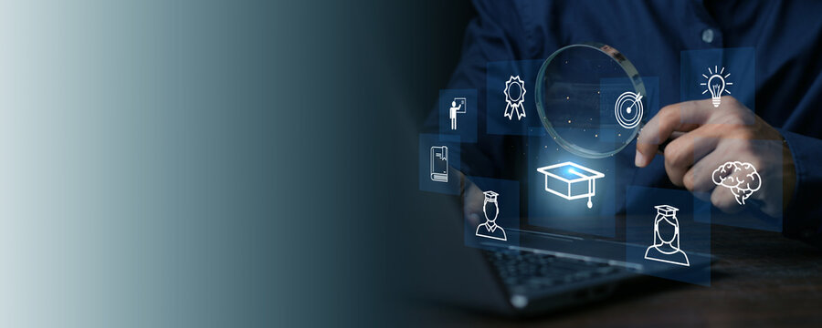 Male and female student icons. Education concept for success.