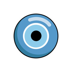 Turkish traditional evil eye amulet in the form of a blue eye made of glass. Eye of Fatima illustration. Vector illustration isolated on white background.