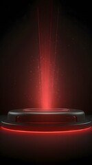 Fototapeta na wymiar Radiant Futuristic High-Tech Circular Podium Emitting Powerful Dynamic Red Laser Beam Display