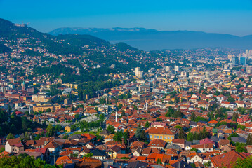 Panorama view of the old town of Sarajevo, Bosnia and Herzegovina
