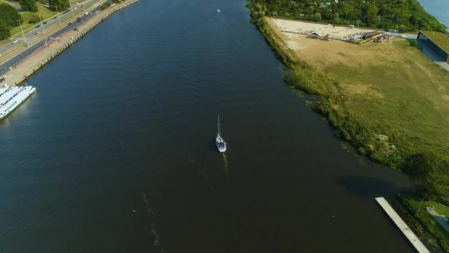 Boat Bielawa Plaza North East Marina Szczecin Odra Zachodnia Aerial View Poland