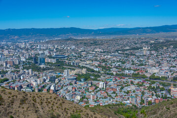 Residential neighborhood of Tbilisi with a football arena, Georgia