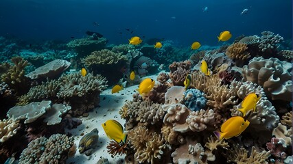 coral reef with fish Fish and coral