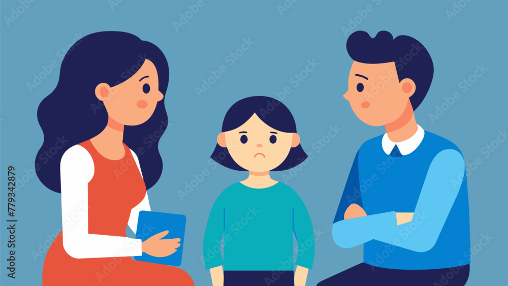 Aufkleber a family using a mediator or the to facilitate a difficult conversation and resolve conflicts in a h