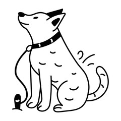 Trendy doodle icon of a pet dog 