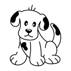 Cute glyph style icon of a cute dog