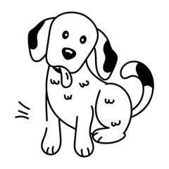 Get this doodle icon of a happy dog 