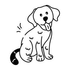 Ready to use doodle icon of an adorable dog 