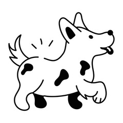 Easy to edit doodle icon of dog walking 