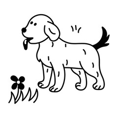 Handy doodle style icon of a happy dog 
