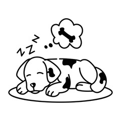 Premium doodle style icon of a dog dreaming 