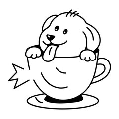 Cute doodle icon of a dog cup 