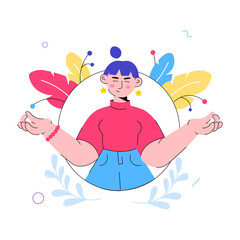 Easy to edit doodle mini illustration of meditation 