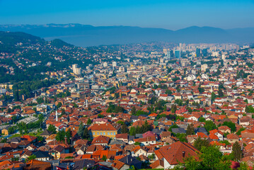 Panorama view of the old town of Sarajevo, Bosnia and Herzegovina