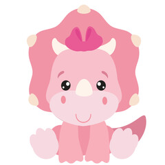 Obraz na płótnie Canvas Cute little pink dinosaur baby girl vector cartoon illustration