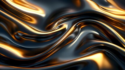 Abstract 3d wave silk textured glossy solid dark blue and gold color background,  for home decor,...