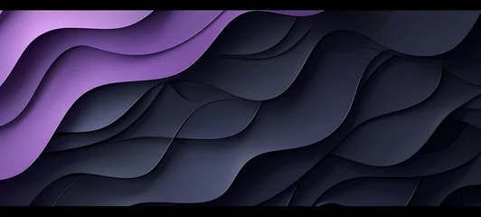 Fototapeten Abstract 3d wave silk textured solid purple lilac and Black color background,  for home decor, wall art, digital art print, wallpaper, background © Wipada