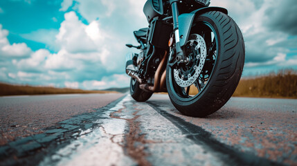 low angle view of a sports bike on road