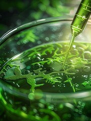 Engineering of algae for biofuel production, Gene Editing Technology concept, futuristic background