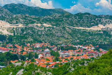 Fototapeta premium Aerial view of Cetinje in Montenegro