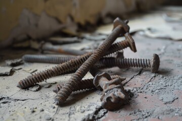 Abstract background of drywall screws group, Generative AI