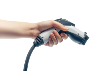 Hand holding a Car Electrical Charge Cable plug