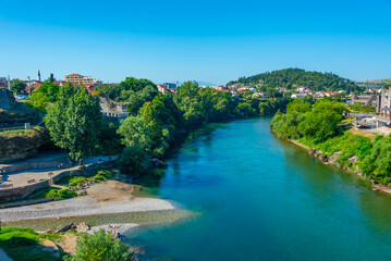Moraca river passing through Podgorica in Montenegro