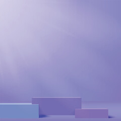 Blue podium or pedestal with spotlight. Vector illustration