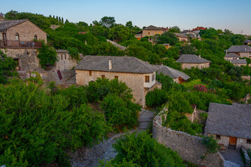 Fototapeta premium Sunset view of Pocitelj village in Bosnia and Herzegovina