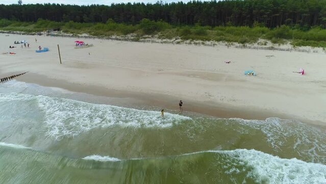 Beach Baltic Sea Chalupy Plaza Morze Aerial View Poland