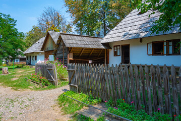 Historical houses at Bucovina Village Museum in Suceava, Romania