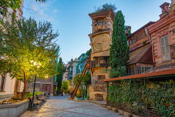 Famous clock tower in Georgian capital Tbilisi