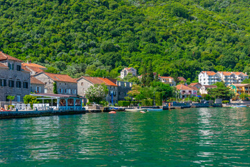 Kostanjica town at Boka Kotorska bay in Montenegro