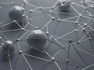 Sleek Silver and Black Molecular Connectivity Network in Futuristic Sci-Fi Style